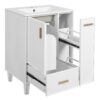 Solid Wood And 24" Bathroom Vanity With Sink, Deep Drawer, Door Shelf, 2 Tier Basket - White - Image 12