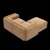 Modern Stylish Chenille 2 Seater Sofa With Ottoman Storage And Cylindrical Backrest - Camel - Image 10