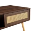Rattan Coffee Table Sliding Door For Storage Legs Modern Table For Living Room - Walnut - Image 15