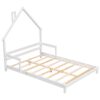Full House-Shaped Headboard Bed With Handrails, Slats - White - Image 10