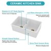 32" Undermount Double Bowl Kitchen Sink Rectangular Deep Dual Bas With Grids - White - Image 11