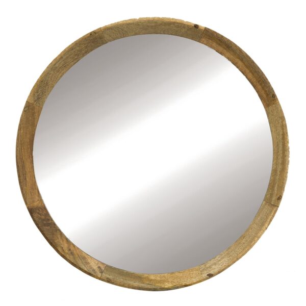 Transitional Decor Style Mango Wood Wall Mirror Wall Decor With Frame Of Solid Mango Wood For Bathroom, Entryway Console Lean Against Wall - Natural