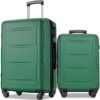 Expanable Spinner Wheel 2 Piece Luggage Set ABS Lightweight Suitcase With Tsa Lock 20" / 28" - Green - Image 2