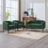 3 Piece Living Room Set, Loveseat & Accent Chairs - Green - Image 2
