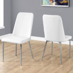 Dining Chair, Side, Upholstered For Dining Room, Contemporary (Set of 2) - White