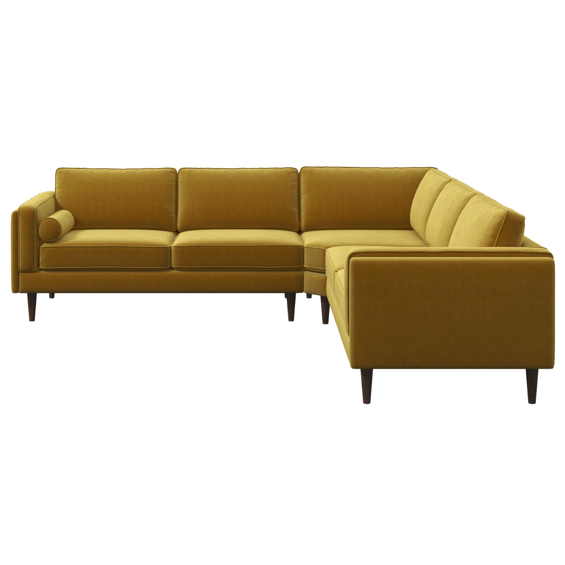 Amber - Velvet Corner Sectional Sofa - Yellow - Image 7