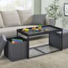 Monty - Wood Grain 3 Piece Coffee Table Set With Raised Edges (Set of 3) - Black - Image 6