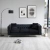 Modern Sofa Jeweled Buttons Tufted Square Arm Couch, 2 Pillows Included - Black - Image 16