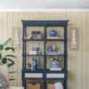 4 Tiered Wooden Shelf With Two Drawers, Farmhouse Wood Bookcase Display Storage Shelf Etageres - Antique Navy Blue - Image 11
