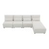 Oversized Deep Seat Sectional Sofa With Reversible Chaise, Loop Yarn Fabric 5 Seat Armless Indoor Furniture, Convertible L-Shaped Couch - Cream - Image 2