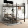 Ethan - Full Over Twin Bunk Bed With Desk, Charging Station, Storage Shelves, Safety Guard & Stairs - Black - Image 9
