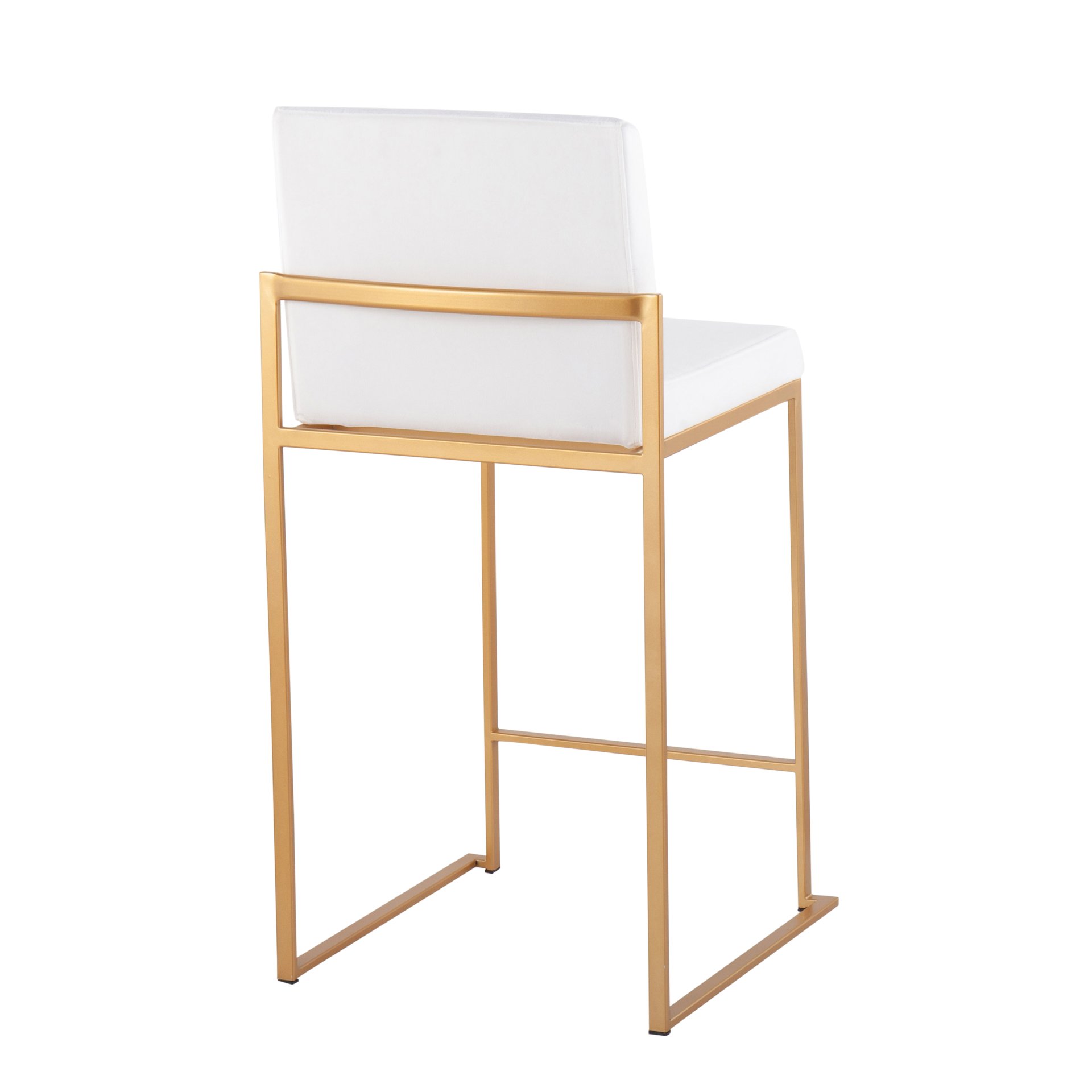 Fuji - Contemporary High Back Counter Stool (Set of 2) - Gold / White - Image 4