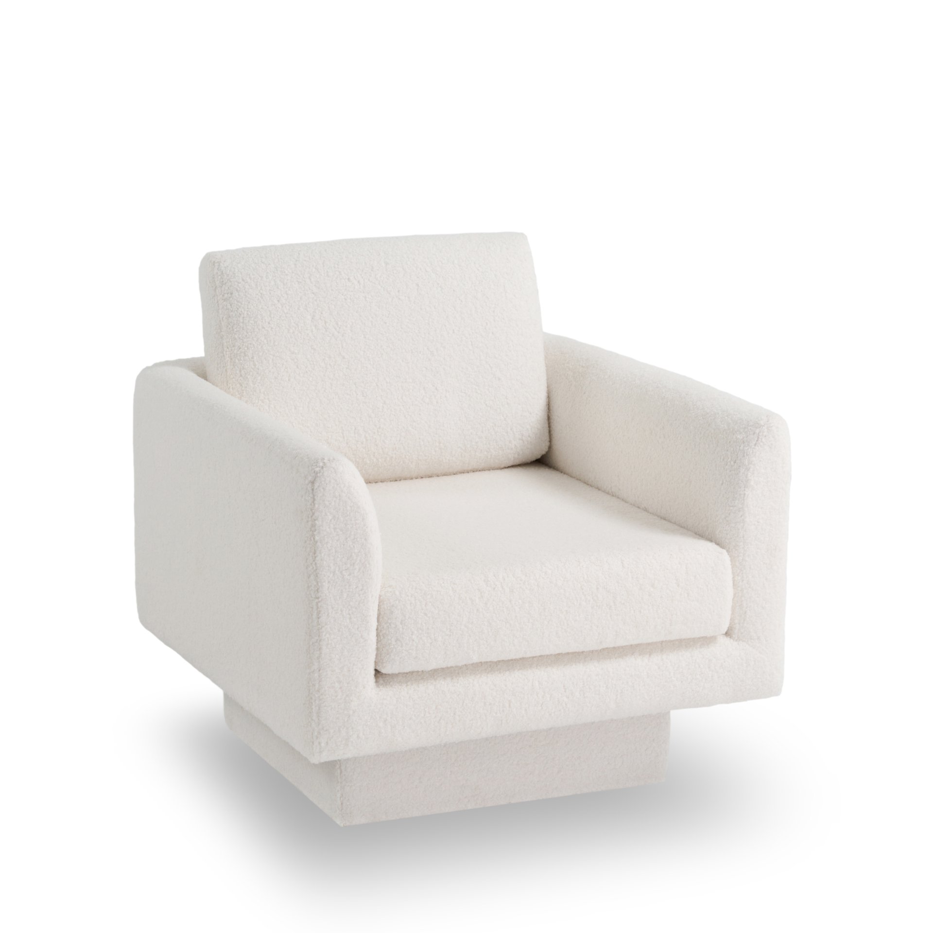360° Modern Swivel Accent Chair Round Armchair, Thick Padded Single Lounge Sofa Upholstered Comfy - Cream - Image 10