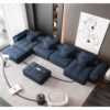 Modern Oversized Modular Sectional Sofa, Sparkling Chenille Fabric Soft Cushion Sofa With 8 Pillows, 8 Pieces Diy Combination Tufted Sofa, No Assembly Required - Blue - Image 8