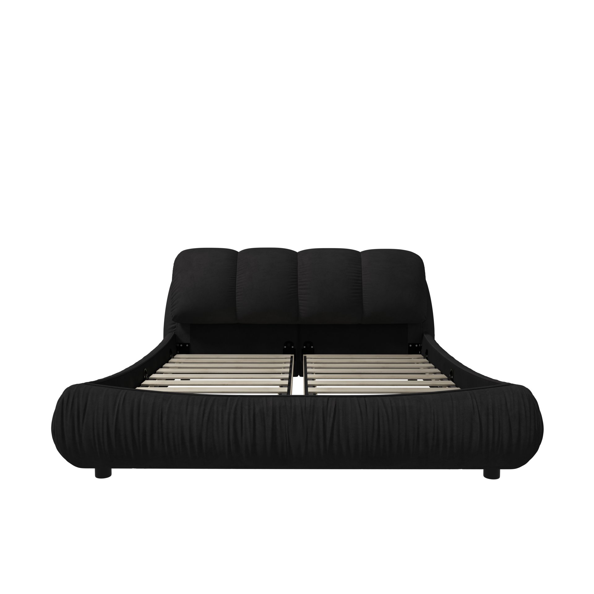Queen Size Luxury Upholstered Platform Bed With Oversized Padded Backrest And Solid Wood Frame, Suitable For Multiple Heights Of Mattresses - Black - Image 13