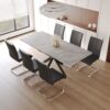 Modern Extendable Dining Table Set For 6 - 8 - Black / Gray - Image 2