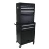 6 Drawer Lockable Tool Cabinet On Wheels Steel Rolling Tool Chest With Detachable Toolbox, 2 In 1 Garage Workshop Storage Organizer With 4 Universal Casters - Black - Image 5