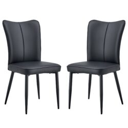 Modern Chair (Set of 2) Sleek Design With Metal Legs Ideal For Various Venues - Black