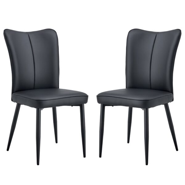 Modern Chair (Set of 2) Sleek Design With Metal Legs Ideal For Various Venues - Black