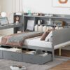 Full Size Daybed With 3 Drawers USB Ports And Desk - Gray - Image 15