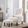 Recliner Soft Cozy Sofa Chair With Ottoman - Cream White - Image 2