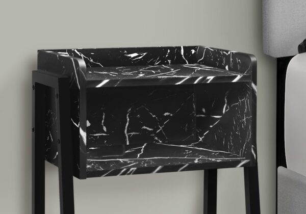 Accent Table, Side Marble Look Versatile Placement - Black