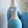 Desktop Vase, Classic And Neat Floor Vase, High Independent Flower Stand, Home Decoration Flower Stand (Set of 3) - White / Blue - Image 13