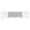 Modern TV Stand For TVs Up To 75", Entertainment Center With Glass Door, 4 Drawers And 2 Cabinets, 5 Metal Legs And Metal Handles For Living Room - White - Image 10