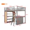 Full Size Loft Bed With Ladder, Shelves, And Desk - Gray - Image 10