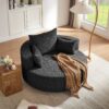360 Degree Swivel Accent Barrel Chair With Removable Pillows - Black - Image 2