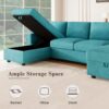 Convertible U Shaped Sectional Sofa With Storage Chaise Lounges & USB Ports - Teal - Image 5