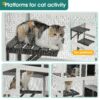 3 Tier Wooden Outdoor & Indoor Cat House Suitable For 1-3 Cats Cat Enclosure Resting Box With 4 Platforms And 2 Doors Cat Shelter Kitty House With A Jump Box For Hiding And Resting Cat Cage - Gray - Image 6