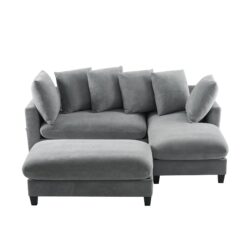 Modern L Shaped Sectional Sofa With Storage, Movable Ottoman, And Throw Pillows - Gray