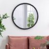 Circle Mirror With Metal Beaded Frame, Wall Mirror For Living Room Bedroom Entryway - Black - Image 4