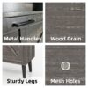 Farmhouse Shoe Storage Cabinet With Barn Door Design, 2 Flip Drawers, Hooks - Dark Oak - Image 8