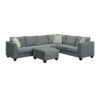 Sectional Sofa Couches Living Room Sets, 7 Seats Modular Sectional Sofa With Ottoman, L Shape Fabric Sofa Corner Couch Set With 3 Pillows - Gray - Image 5