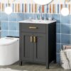 Bathroom Vanity Combo With Ceramic Sink, Luxurious Space-Saving Vanity, 2 Soft Close Doors - Black - Image 3