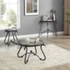2 Piece Tempered Glass Surface Coffee Table Set, Decor Coffee Table Round End Side Table With Sturdy Construction For Living Room (Rustic) - Black - Image 14