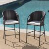 Outdoor 31" Rattan Barstools With Waterproof Cushions (Set of 2) - Multi Brown - Image 2