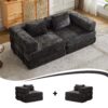 Convertible Floor Sofa Bed With Fixed Shape Frame, Loveseats Boneless Modular Sectional, For Living Room - Black - Image 4