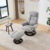 Recliner Chair With Ottoman Modern 360° Swivel Lounge Chair With Footstool Chenille Fabric 5 Point Vibration Massage Seat Heating & 140° Adjustable Backrest - Gray - Image 11