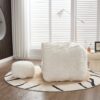 Soft Chenille Bean Bag Chair With High Resilient Foam For Living Room And Bedroom Comfortable Square Lazy Sofa With Footstool - Beige - Image 8