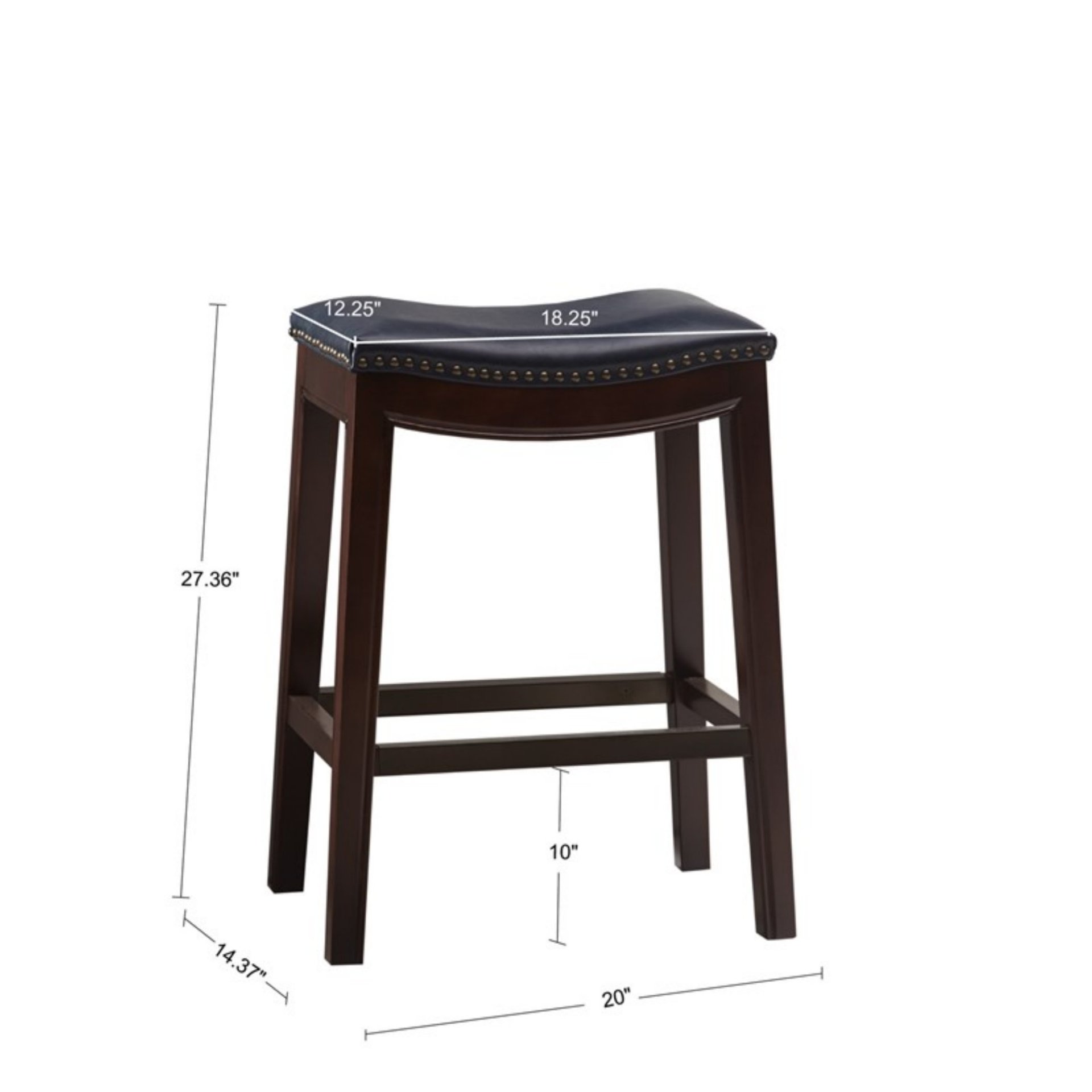Saddle Counter Stool With Antique Bronze Detailing And High Density Foam - Navy - Image 3