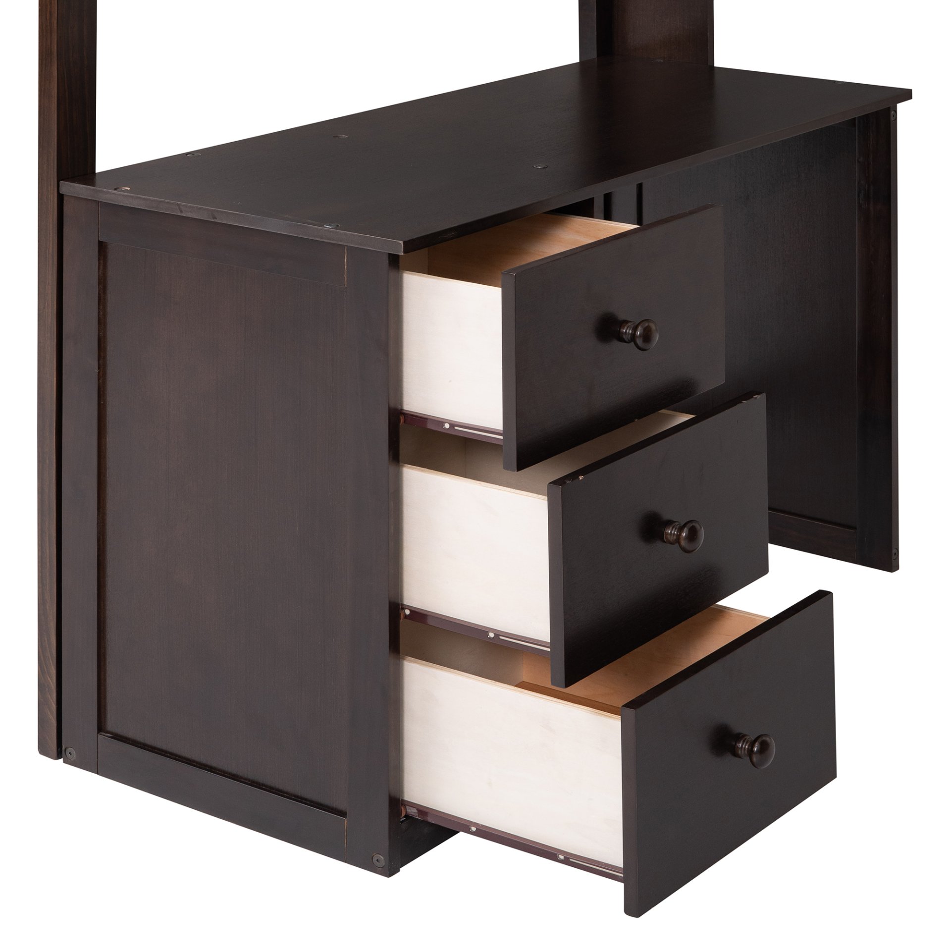 Twin Size Loft Bed With Drawers, Desk, And Wardrobe - Espresso - Image 13