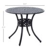 Outsunny - 33" Patio Dining Table Round Cast Aluminium Outdoor Bistro Table With Umbrella Hole - Black - Image 3
