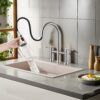 Stainless Steel Kitchen Faucet With Pull Down Sprayer For Bar, Laundry, RV Utility Sink - Brushed Nickel - Image 8