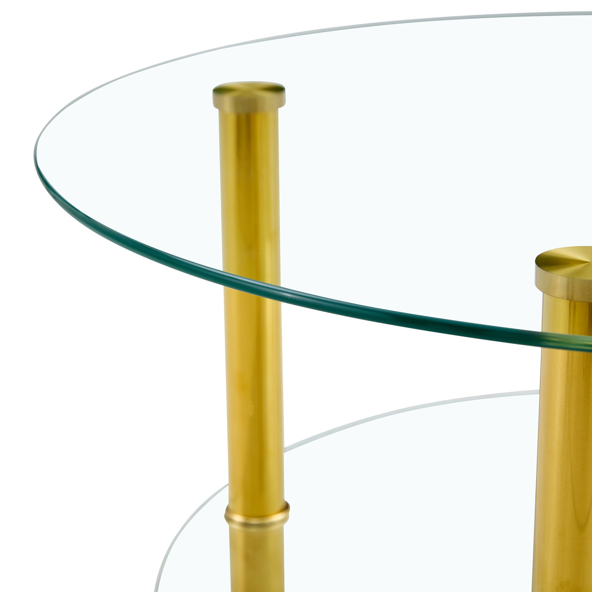 Contemporary Minimalist Double Layer Tempered Glass Coffee Table - Gold / Transparent - Image 8