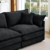 Modular L-Shaped Sectional Sofa Set With Movable Ottoman - Black - Image 10