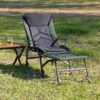 Camping Lounge Chair With Detachable Footrest, Portable Folding Reclining Camping Chair With Adjustable Backrest For Indoor And Outdoor Camping Beach Hiking Fishing - Green / Black - Image 2