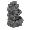 Tall Slim Fountain With LED Lights, 5 Tiered Cascading Water Feature, Outdoor Accent For Patios And Balconies - Gray - Image 6